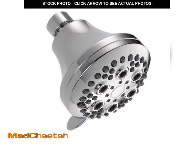 Lot 74-13051449 - Delta 5-Spray Patterns 1.75 GPM 4 in. Wall Mount Fixed Shower Head in Chrome - UNUSED