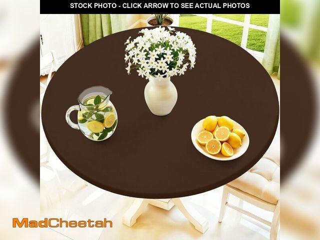Lot 74-14299940 - Moosfor Round Spandex Tablecloth, Elastic Fitted Waterproof Tablecloths for 25"-30" Tables, Stretch ...