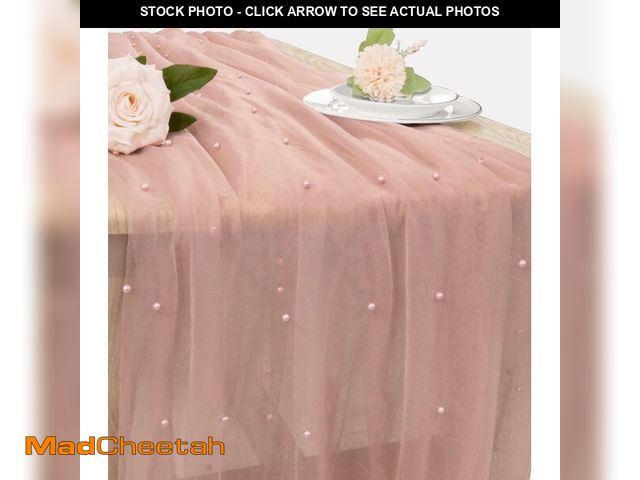Lot 74-14064471 - Set of 6 Pearl Valentine's Day Table Runner 29 x 120 Inch Dusty Pink Boho Rustic Tulle Fabric Lace T...