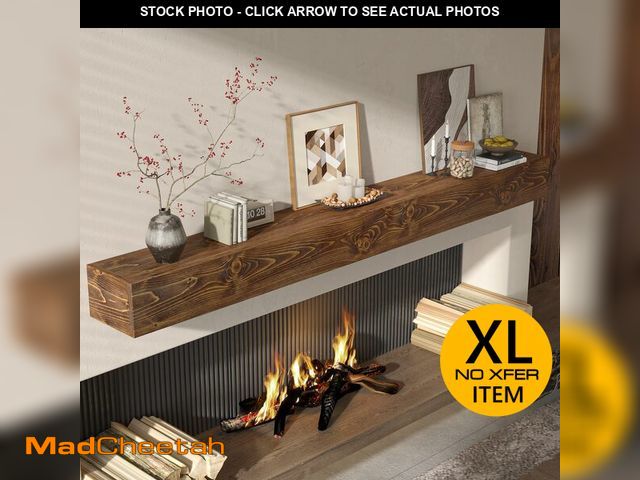 Lot 74-12980594 - Fun Memories 72" Fireplace Mantel, 5" Thick Wall Mounted Shelves for Over Fireplace, Solid Wood Farm...