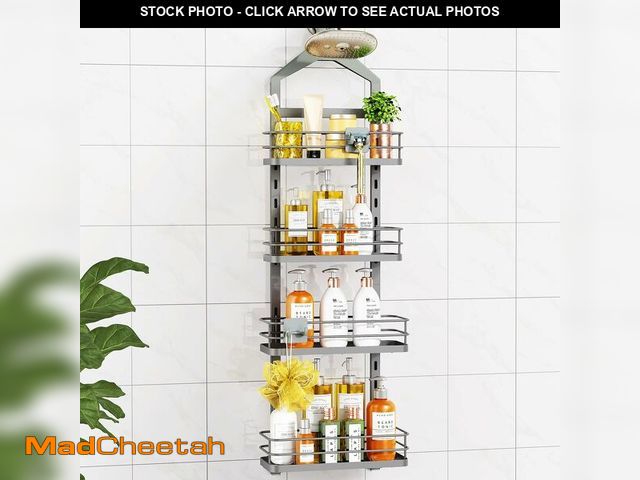 Lot 74-14337836 - ODesign 4 Tier Height-Adjustable Shower Caddy Hanging Anti-Swing-Over The Shower Head Caddy-Showers ...