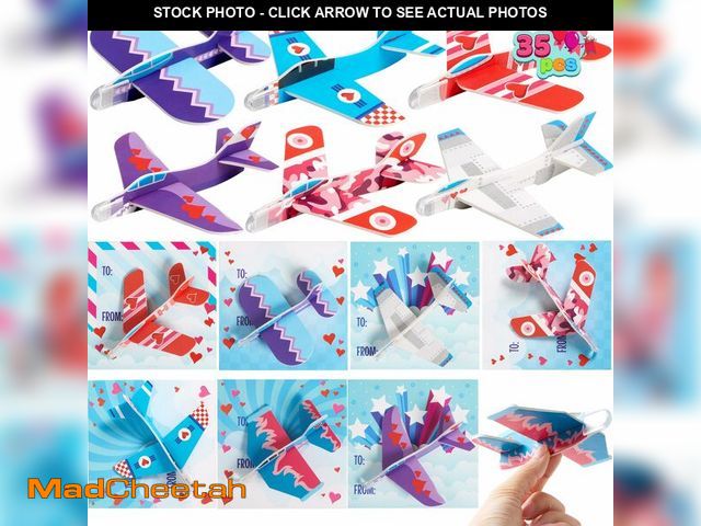 Lot 74-13544599 - JOYIN 35 Valentines Day Foam Airplanes Greeting Cards for Kids ValentineÃ¢â¬â¢s Party Favor, Schoo...