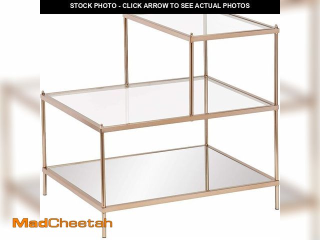 Lot 74-13217427 - SEI Furniture Knox Mirrored 3-Tier Stair Step Accent Table, Warm Art Deco Gold - UNUSED