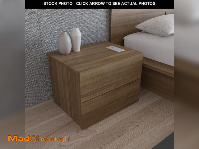 Lot 74-12643855 - Nexera James Brown Oak 2 Drawer Nightstand - UNUSED