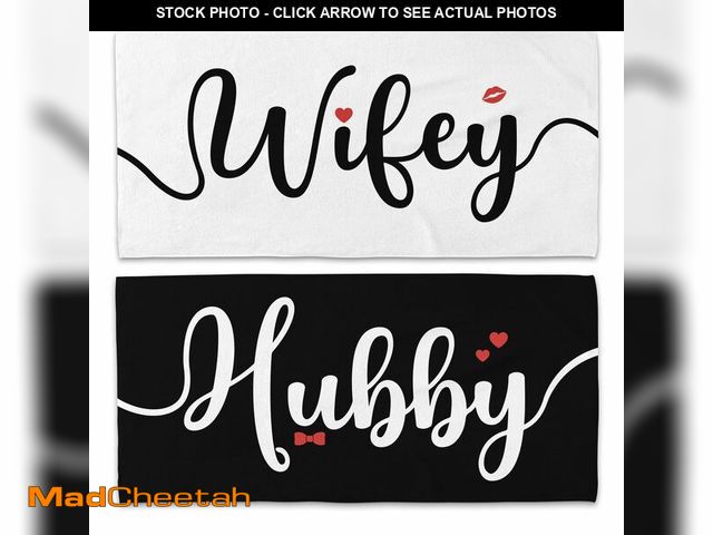 Lot 74-14214985 - WAITPI Couple Wifey Hubby Beach Towel Set of 2, Honeymoon Wedding Beach Towels Gifts for Bride Groom...
