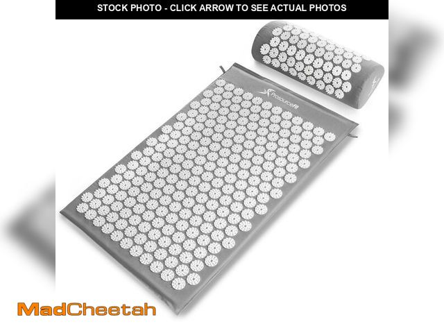 Lot 74-14271464 - ProsourceFit Acupressure Mat and Pillow Set for Back/Neck Pain Relief and Muscle Relaxation, Grey - ...