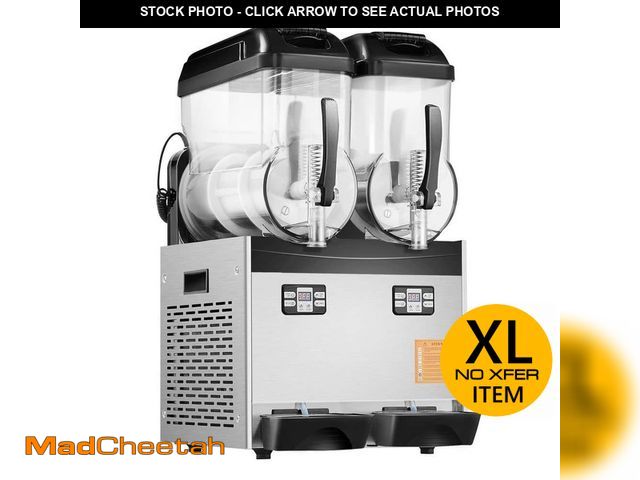 Lot 74-13692581 - VEVOR Commercial Slushy Machine, 811 oz. in Black 12 L x 2 Double Tank Frozen Drink Machine, 96 Cups...