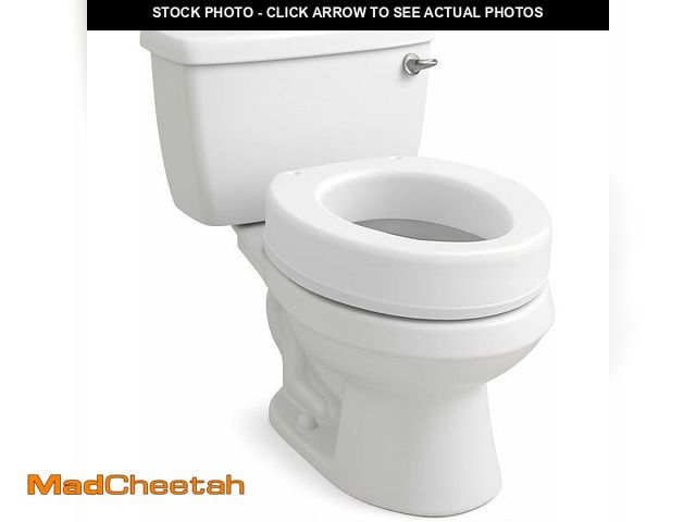 Lot 74-13793884 - Carex Toilet Seat Riser, Round Raised Toilet Seat Adds 3.5 inches to Toilet Height, for Assistance B...