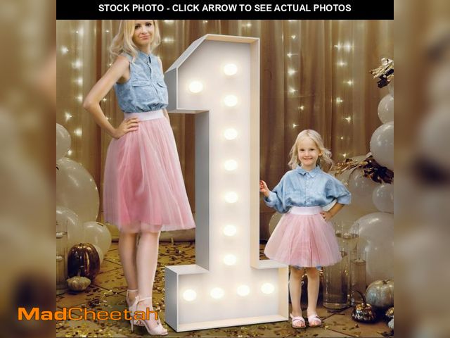 Lot 74-12322787 - 4FT Marquee Light Up Numbers 1,Party Decoration Large Marquee Light Up Letters with Weighted Water B...