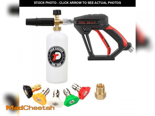 Lot 74-12122104 - Tool Daily Short Pressure Washer Gun with Foam Cannon, 1/4 Inch Quick Connector, with 5 Pressure Was...