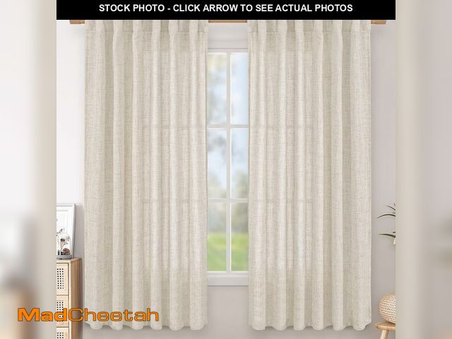 Lot 74-14206736 - BGment Linen Curtains 63 Inch Length 2 Panels for Living Room - Semi Sheer Drapes Light Filtering Wi...