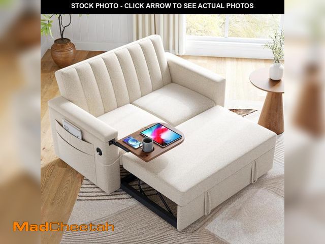 Lot 74-12153099 - Marsail 3-in-1 Convertible Sofa Bed, 54" Sleeper Sofa with Solid Wood Side Table &amp; Frame, Pull-O...