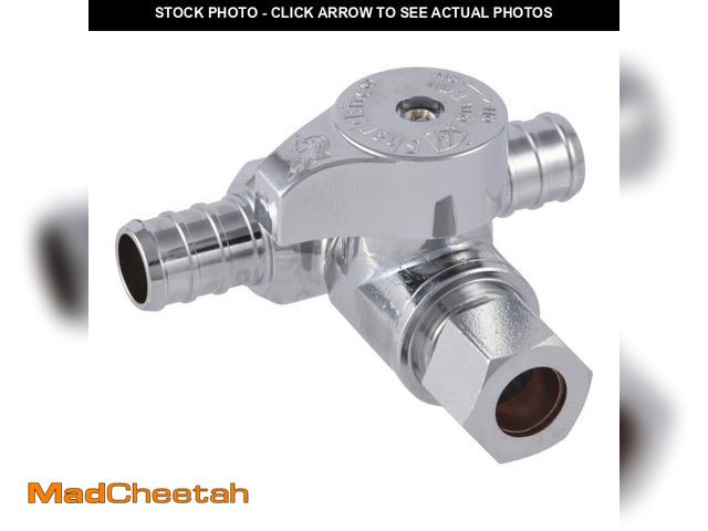 Lot 74-14326459 - 1/2 in. PEX Crimp x 1/2 in. PEX Crimp x 3/8 in. O.D. Compression Quarter Turn Tee Stop Valve 8 pack ...