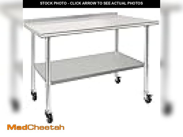 Lot 74-12204693 - HARDURA Stainless Steel Table 30 x 48 Inches with Wheels Casters NSF Heavy Duty Commercial Prep Tabl...
