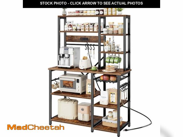 Lot 74-14288235 - Amadwell 39.4" Large Bakers Rack, 6-Tier Microwave Stand with Power Outlets, Kitchen Shelf with Wire...