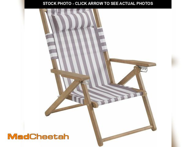 Lot 74-14305001 - Lavish Home Beach Chair - Outdoor Weather-Resistant Wood Folding Chair with Backpack Straps - 4-Posi...