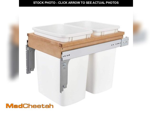 Lot 74-14393184 - Rev-A-Shelf White Double Pull Out Top Mount Trash Can 35 qt. - UNUSED