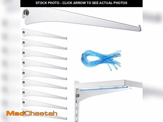 Lot 74-14209079 - Gisafai 10 Pack Shelf Bracket Adjustable Shelving Brackets Single Track Twin Track System Metal Stan...