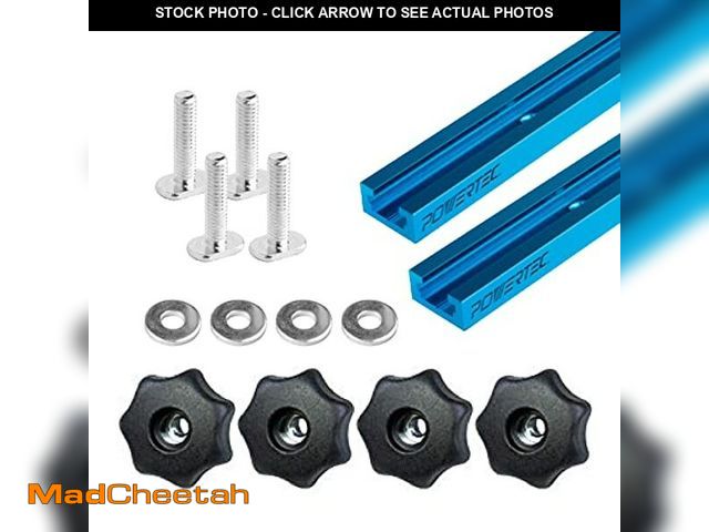 Lot 74-12760417 - POWERTEC 71811 24" Double-Cut Profile T-Track and T-Track Knob Kit w/ 7-Star 5/16 Threaded Knob, Bol...