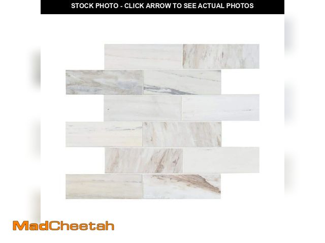 Lot 74-12685324 - MSI Angora Subway 12 in. x 12 in. Polished Marble Mesh-Mounted Mosaic Floor and Wall Tile (9.7 sq. f...