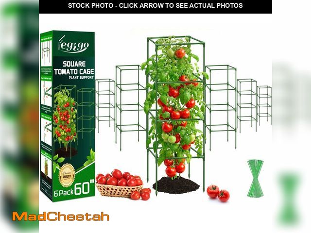 Lot 74-14269425 - Legigo 6 Pack Square Tomato Cages- 60 Inch Heavy Duty Tomato Trellis for Climbing Plants Outdoor, To...