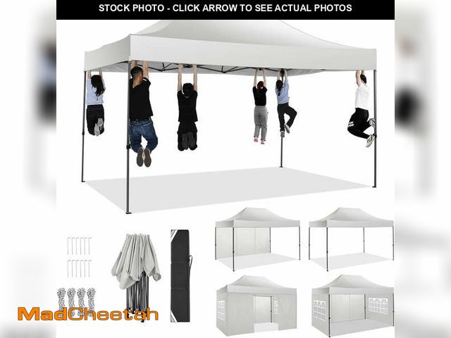 Lot 74-12597271 - COBIZI 10x15 Pop up Canopy Heavy Duty Party Tent with 4 Sidewalls,Outdoor Waterproof Pop up Canopy T...