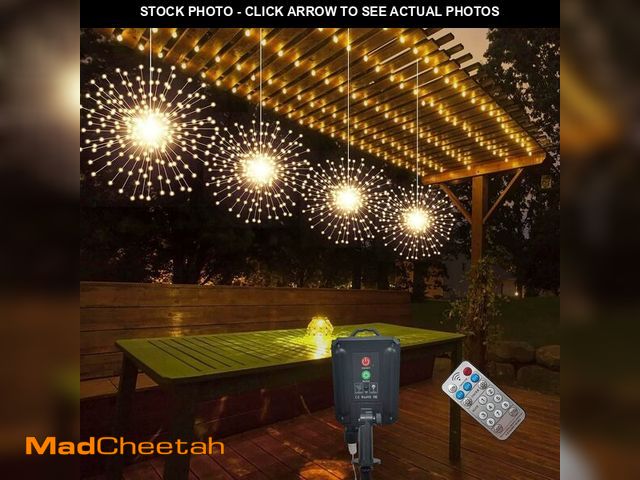 Lot 74-12449855 - 4Pack 800LED Solar Starburst Sphere Lights,Firework Lights Remote Control Timer 8 Modes Dimmable Wat...
