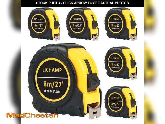 Lot 74-12309338 - Lichamp 27FT/8M SAE and Metric Tape Measure 6 Pack, Retractable and Easy Read Measuring Tape Bulk Se...