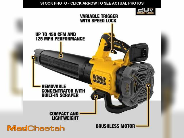 Lot 74-12799185 - DEWALT 20V MAX 125 MPH 450 CFM Brushless Cordless Handheld Leaf Blower with Concentrator Nozzle (Too...