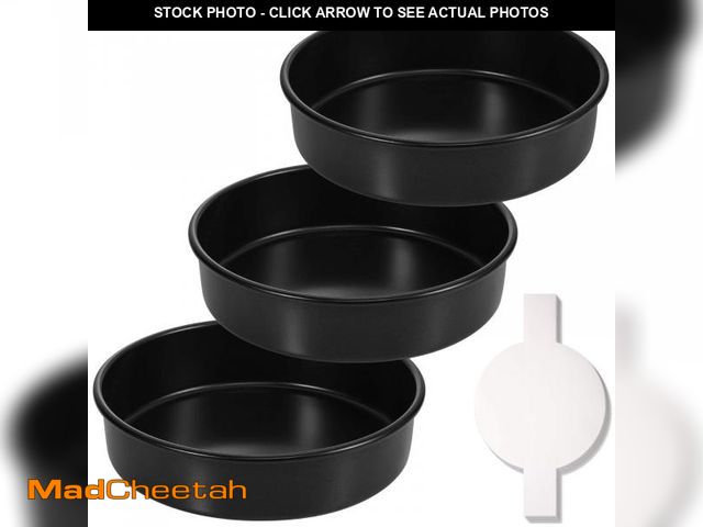 Lot 74-11551176 - HIWARE 8-Inch Round Cake Pan Set of 3, Nonstick Baking Cake Pans with 90 Pieces Parchment Paper, Dis...