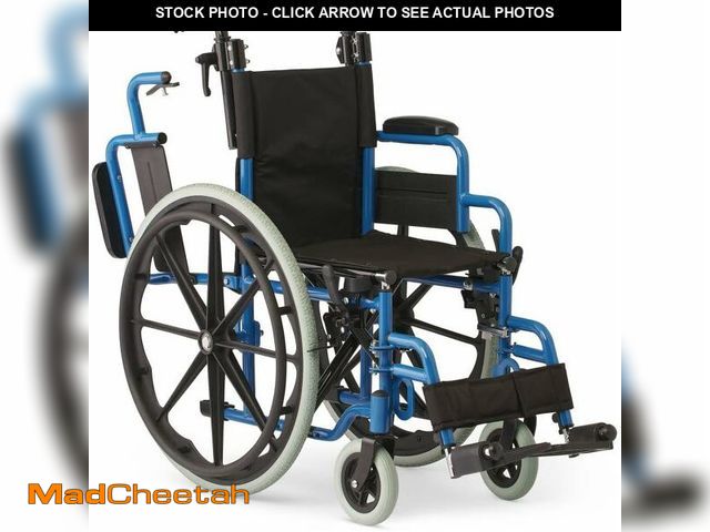 Lot 74-12544235 - Medline Kidz Pediatric Wheelchair with 14" Wide Nylon Seat &amp; Seat Belt, 250 lb. Weight Capacity,...