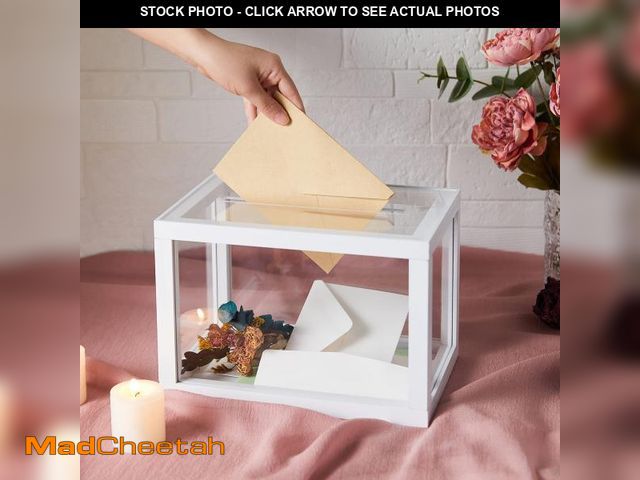 Lot 74-12111578 - AW BRIDAL Acrylic Wedding Card Box for Reception, 10.5"x7"x7" Clear Glass Gift Box Money Envelope Bo...