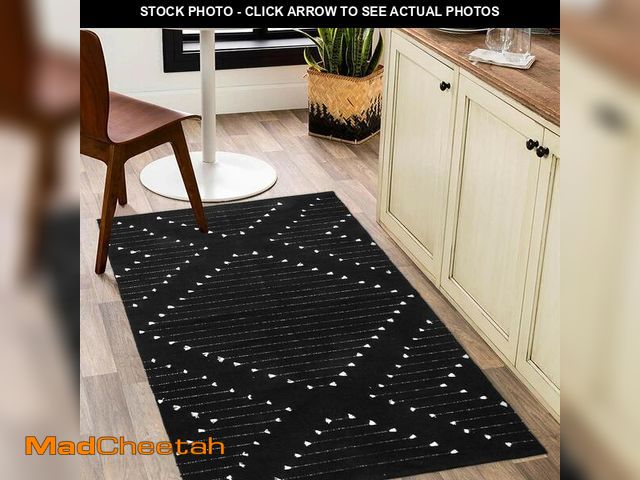 Lot 74-13951880 - LIVEBOX Boho Black Rug for Kitchen,3x5 Washable Area Rug for Entryway,Moroccan Cotton Throw Rugs Mor...