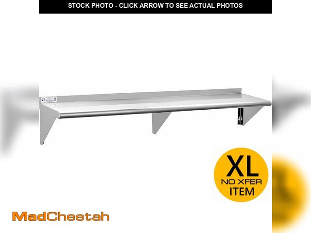 Lot 74-12899113 - (SOME DAMAGE) Hally Stainless Steel Shelf 12 x 72 Inches 345 lb, NSF Commercial Wall Mount Floating ...