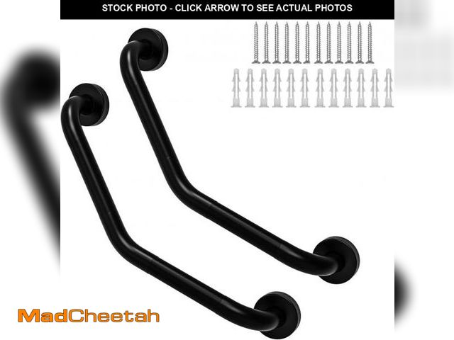 Lot 74-11545192 - 16 Inch Angled Grab Bar 2 Pack, ZUEXT Anti Slip Black Shower Grab Bar Handles, Stainless Steel Knurl...