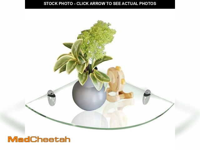 Lot 74-13053473 - Fab Glass and Mirror Corner Glass Shelf, 6" x 6", Clear - UNUSED