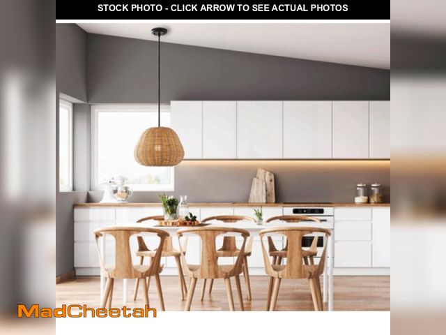 Lot 74-12427105 - Better Homes &amp; Gardens 50  Natural Woven Pendant LED A19 1-Light Bulb 8W(60W Equiv)  Matte Black...
