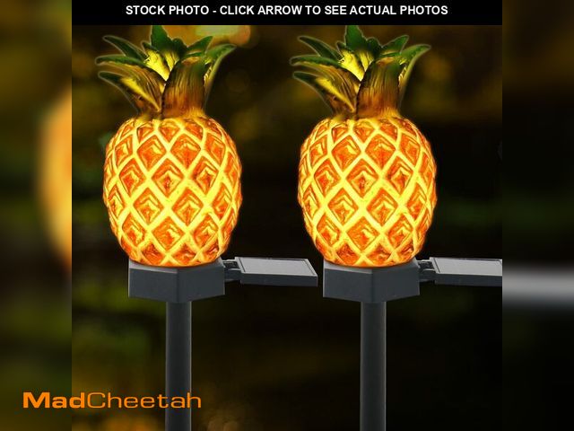 Lot 74-12701013 - Garden Decor Solar Stake Lights - 2 Pack Outdoor Pineapple Waterproof Lights Pathway Yard Lawn Walkw...