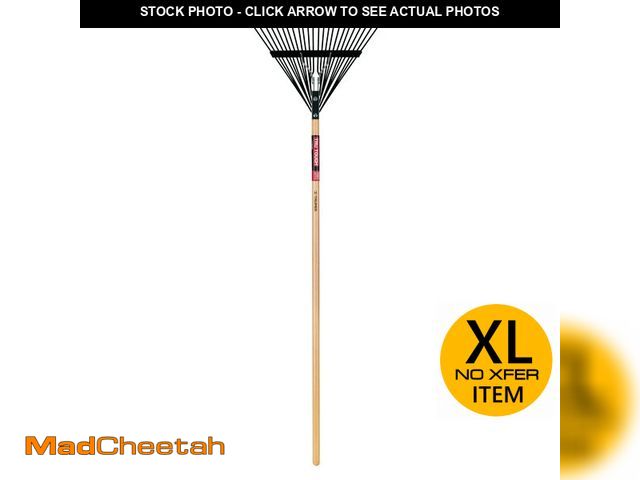 Lot 74-12894974 - Truper 30480 Steel Leaf Rake 24 Tines - 24-Inch Head, 54-Inch Wood Handle - Garden Rakes Metal Heavy...
