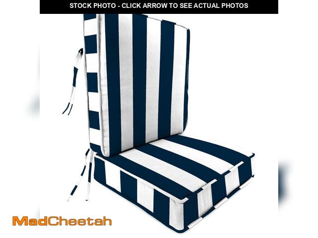 Lot 74-14242421 - Jordan Manufacturing 22 in. L x 45 in. W x 4 in. T Outdoor Deep Seat Chair Cushion Set in Cabana Nav...