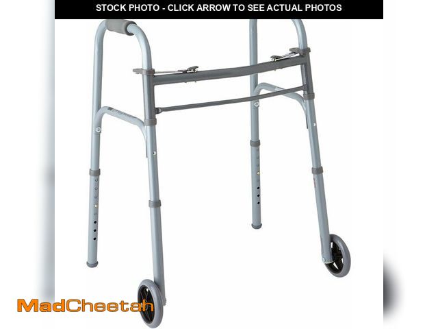 Lot 74-14067447 - Medline Lightweight Junior/Lower Height Folding Walker with 5" Wheels ( Pack of 4) - USED