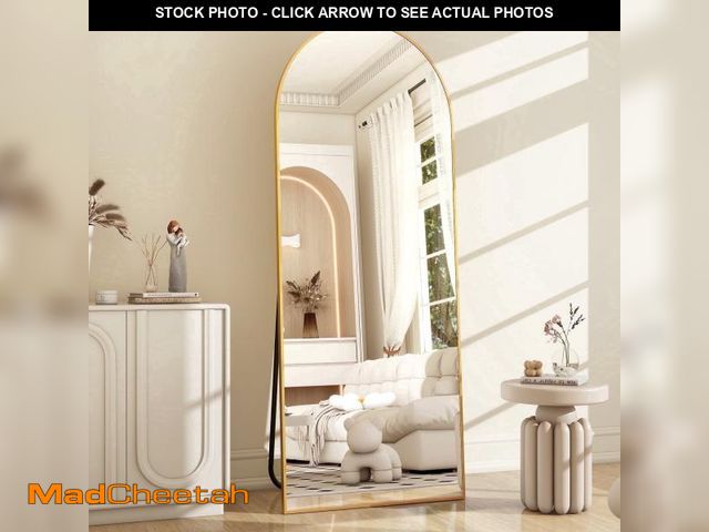 Lot 74-14608974 - BEAUTYPEAK 64"x 21" Full Length Mirror Arched Standing Floor Mirror Full Body Mirror, Gold - UNUSED
