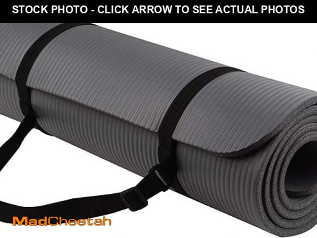 Lot 74-12396646 - Fitvids 1/2-Inch Extra Thick High Density Anti-Tear Exercise Yoga Mat with Carrying Strap, Gray - UN...