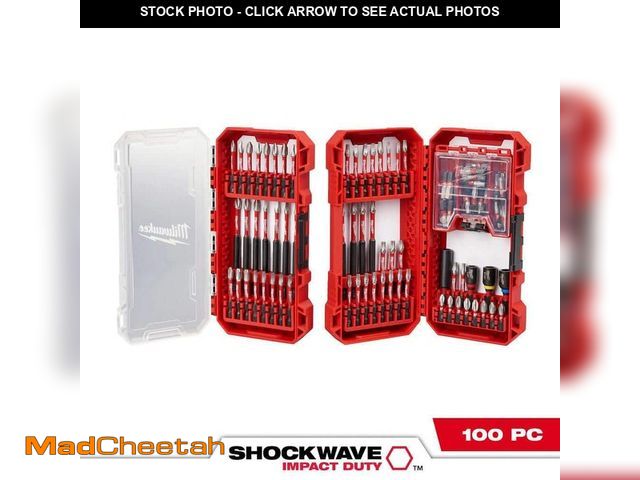 Lot 74-12939828 - Milwaukee SHOCKWAVE Impact-Duty Alloy Steel Screw Driver Bit Set (100-Piece) - UNUSED