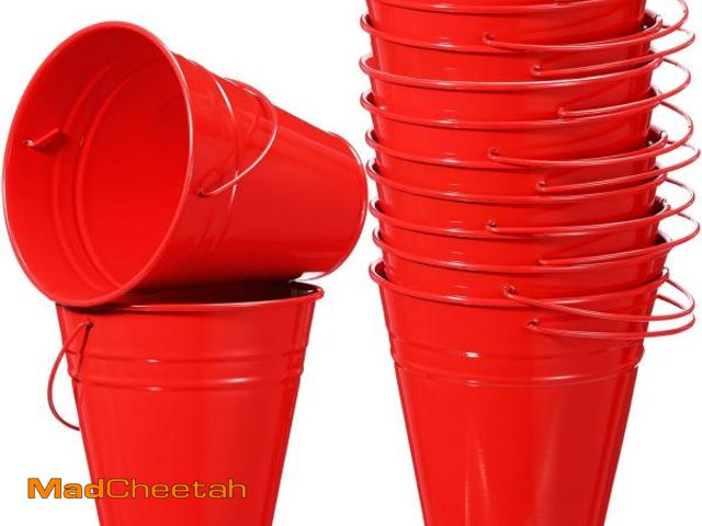 Lot 74-12331326 - Sadnyy 12 Pack Metal Buckets with Handle, Galvanized Bucket 4.5 x 5 Inch Basket Bucket Party Supplie...