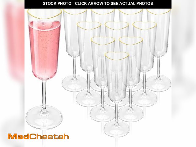 Lot 74-13547334 - Potchen 12 Pcs Valentine's Day Heart Shape Plastic Champagne Flute Glasses with Gold Rim Gift Set 5 ...