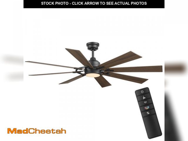 Lot 74-12104077 - Makenna 60 in. Indoor/Outdoor Matte Black Ceiling Fan with Integrated LED with Light Kit, DC Motor a...