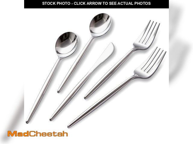 Lot 74-14272837 - SUT 150Pcs Silver Plastic Silverware Set, Heavy Duty Disposable Cutlery Includes 50 Forks, 50 Spoons...