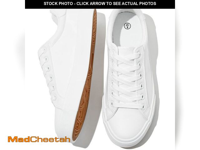 Lot 74-14384951 - SERNIAL Womens White Tennis Shoes PU Leather Casual Sneakers(White,US9) - UNUSED