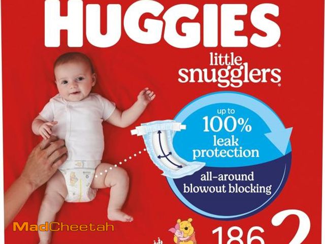 Lot 74-12137760 - Huggies Size 2 Diapers, Little Snugglers Baby Diapers, Size 2 (12-18 lbs), 186 Count (3 Packs of 62)...
